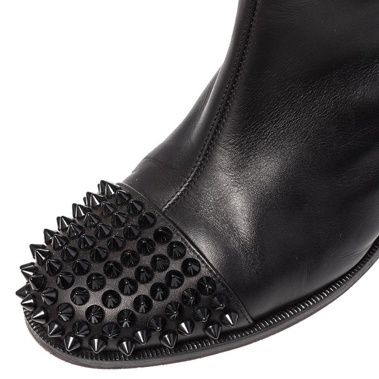 Christian Louboutin Black Patent Leather Egoutina Flat Boots Size