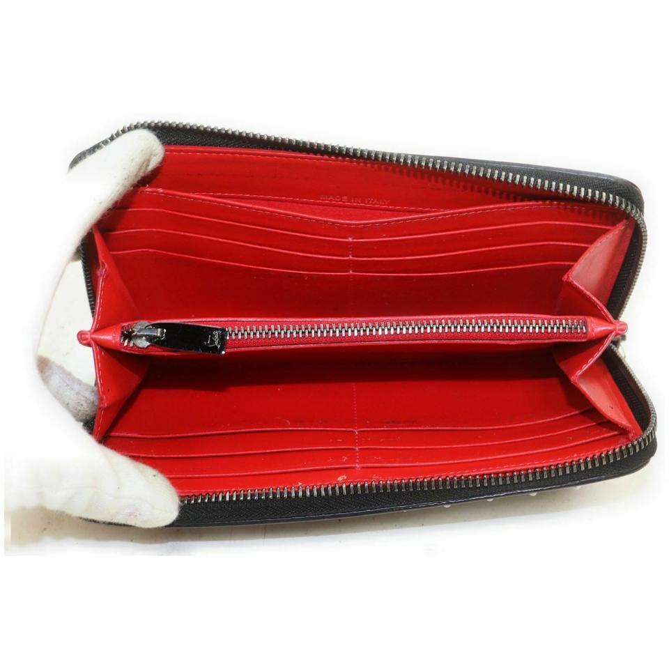 Christian Louboutin Black Leather Spike Panettone Zippy Wallet Zip Around 858288 4