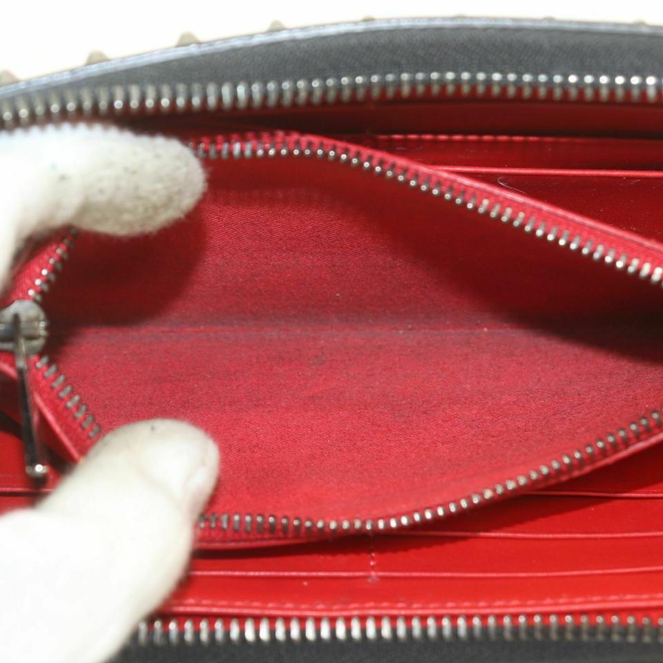 Christian Louboutin Black Leather Spike Panettone Zippy Wallet Zip Around 858288 2
