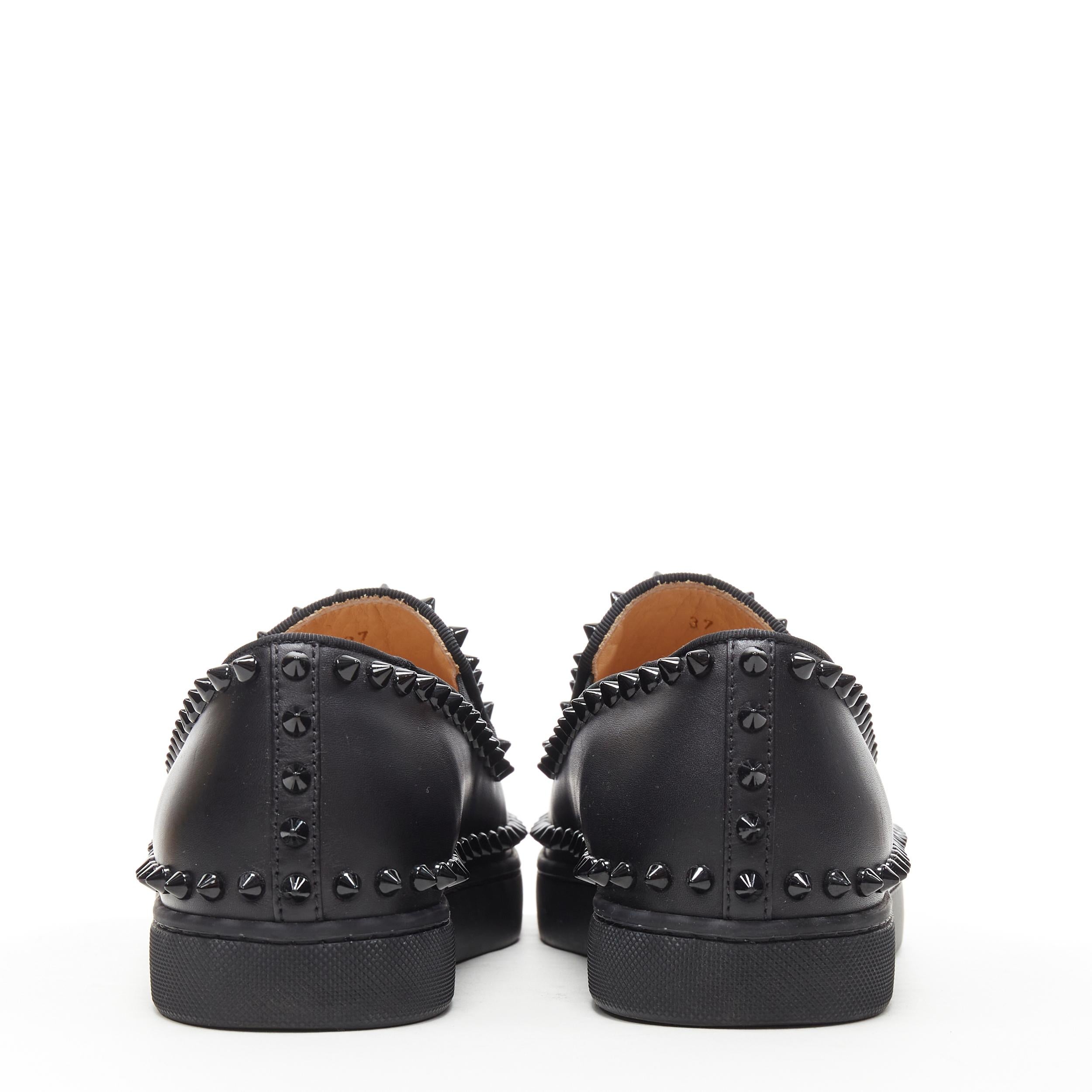 CHRISTIAN LOUBOUTIN Black leather spike stud embellished low top sneakers EU37 1