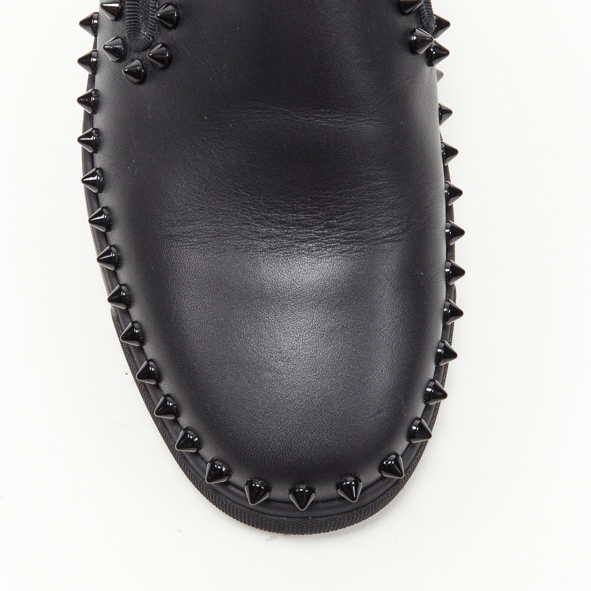 CHRISTIAN LOUBOUTIN Black leather spike stud embellished low top sneakers EU37 2