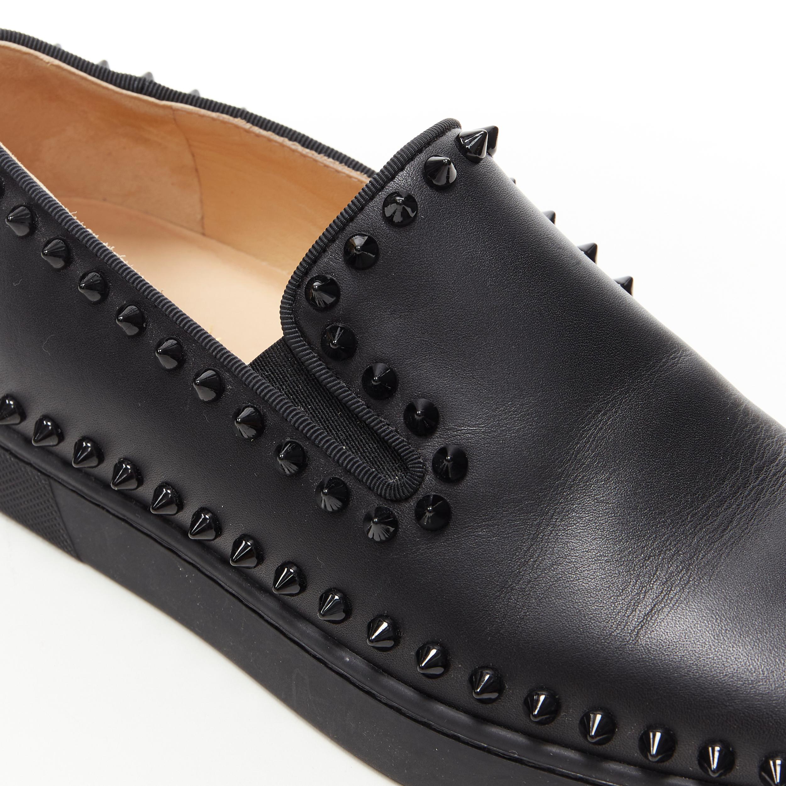 CHRISTIAN LOUBOUTIN Black leather spike stud embellished low top sneakers EU37 3