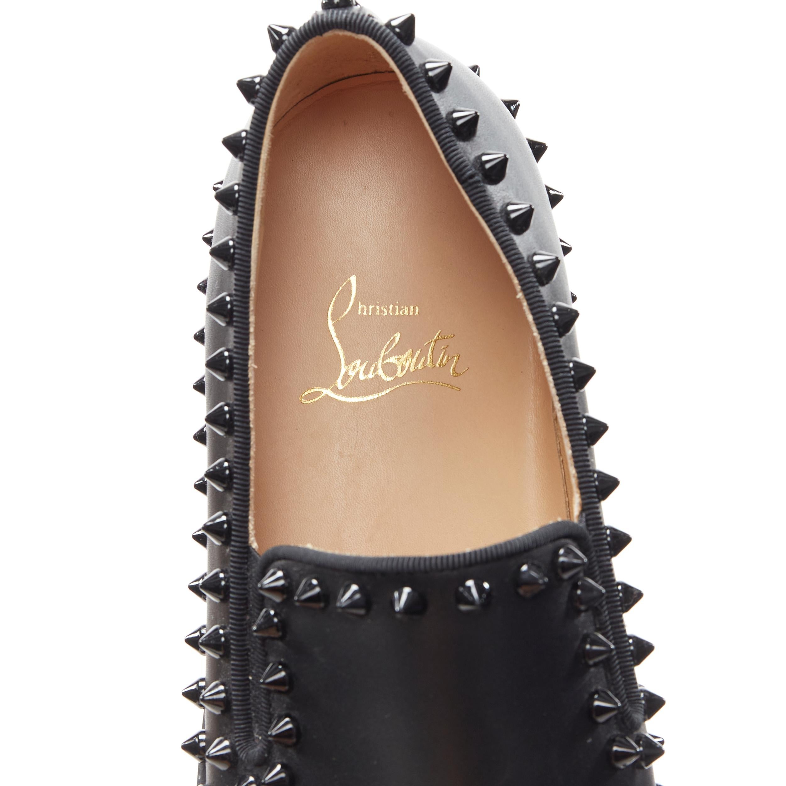 CHRISTIAN LOUBOUTIN Black leather spike stud embellished low top sneakers EU37 4