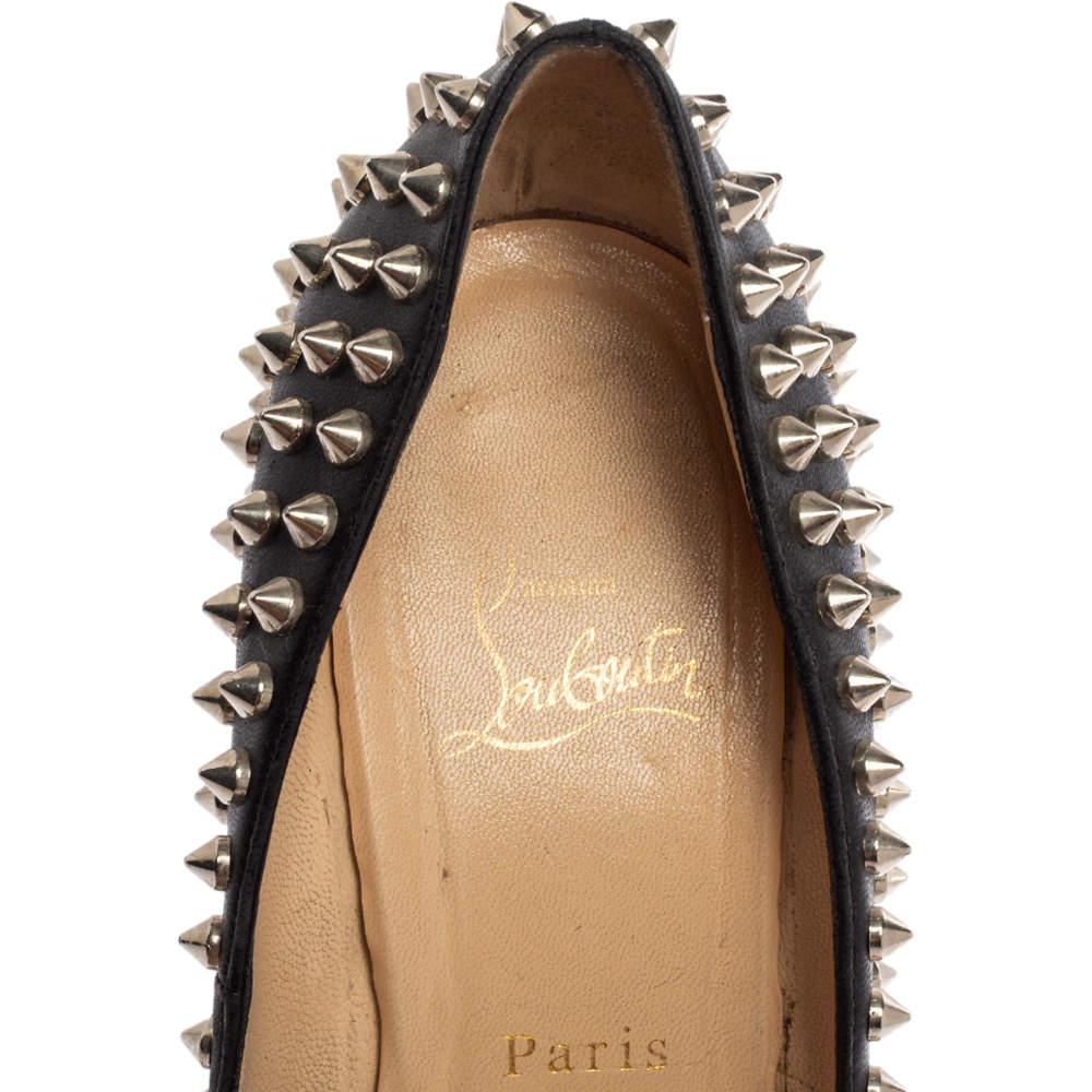 Christian Louboutin Black Leather Spiked Fifi Pumps Size 39 For Sale 2
