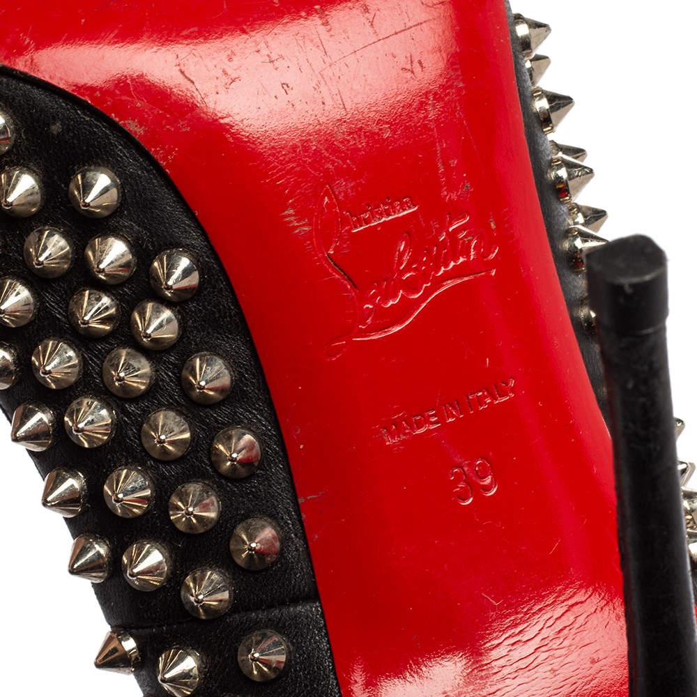 Christian Louboutin Black Leather Spiked Fifi Pumps Size 39 For Sale 3