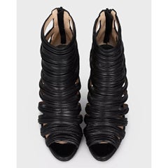 Christian Louboutin Black Leather Striped Pumps 36.5