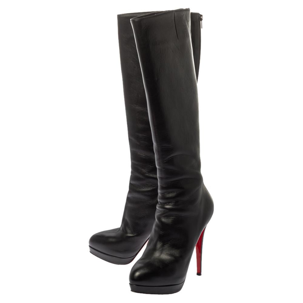 Christian Louboutin Black Leather Structural Knee Boots Size 40.5 1