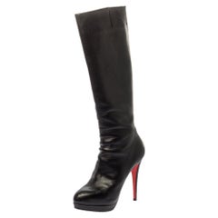 Christian Louboutin Black Leather Structural Knee Boots Size 40.5