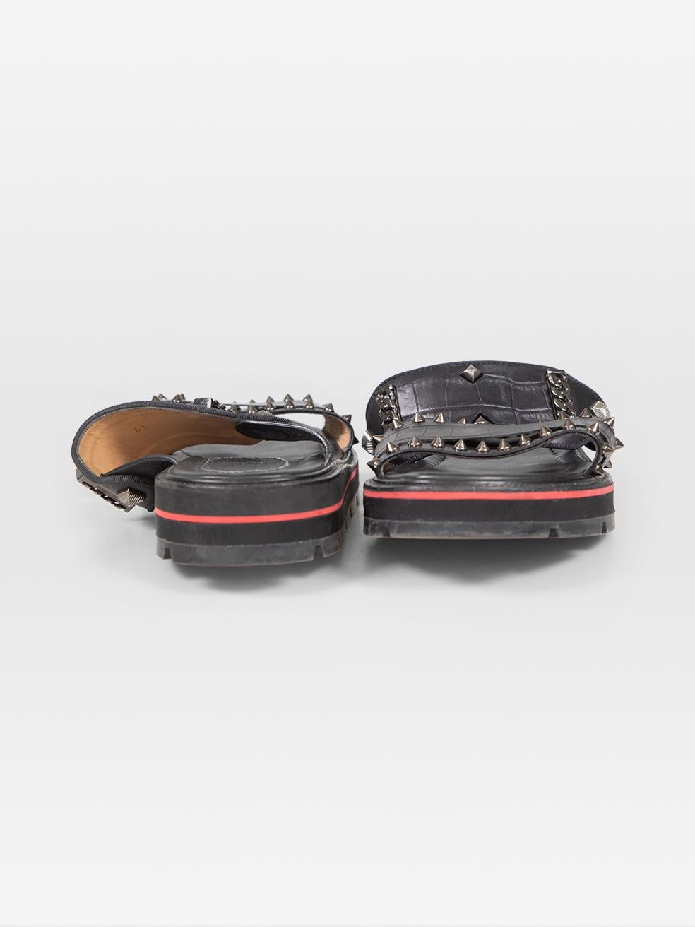 Christian Louboutin Black Leather Stud Sandals Size IT 41 Negro en venta