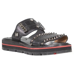 Christian Louboutin Black Leather Stud Sandals Size IT 41