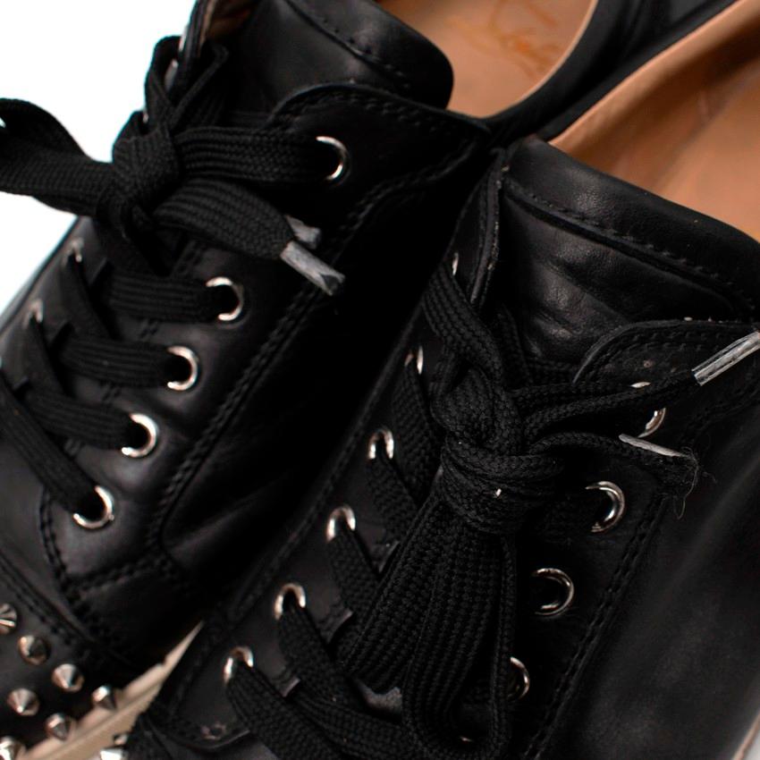 Christian Louboutin Black Leather Studded Toe Sneakers In Excellent Condition For Sale In London, GB
