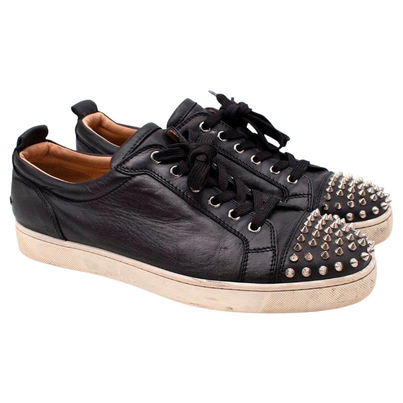 Christian Louboutin Black Leather Studded Toe Sneakers For Sale