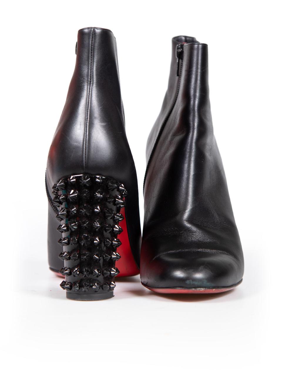 Women's Christian Louboutin Black Leather Suzi Folk 85 Boots Size IT 41 For Sale