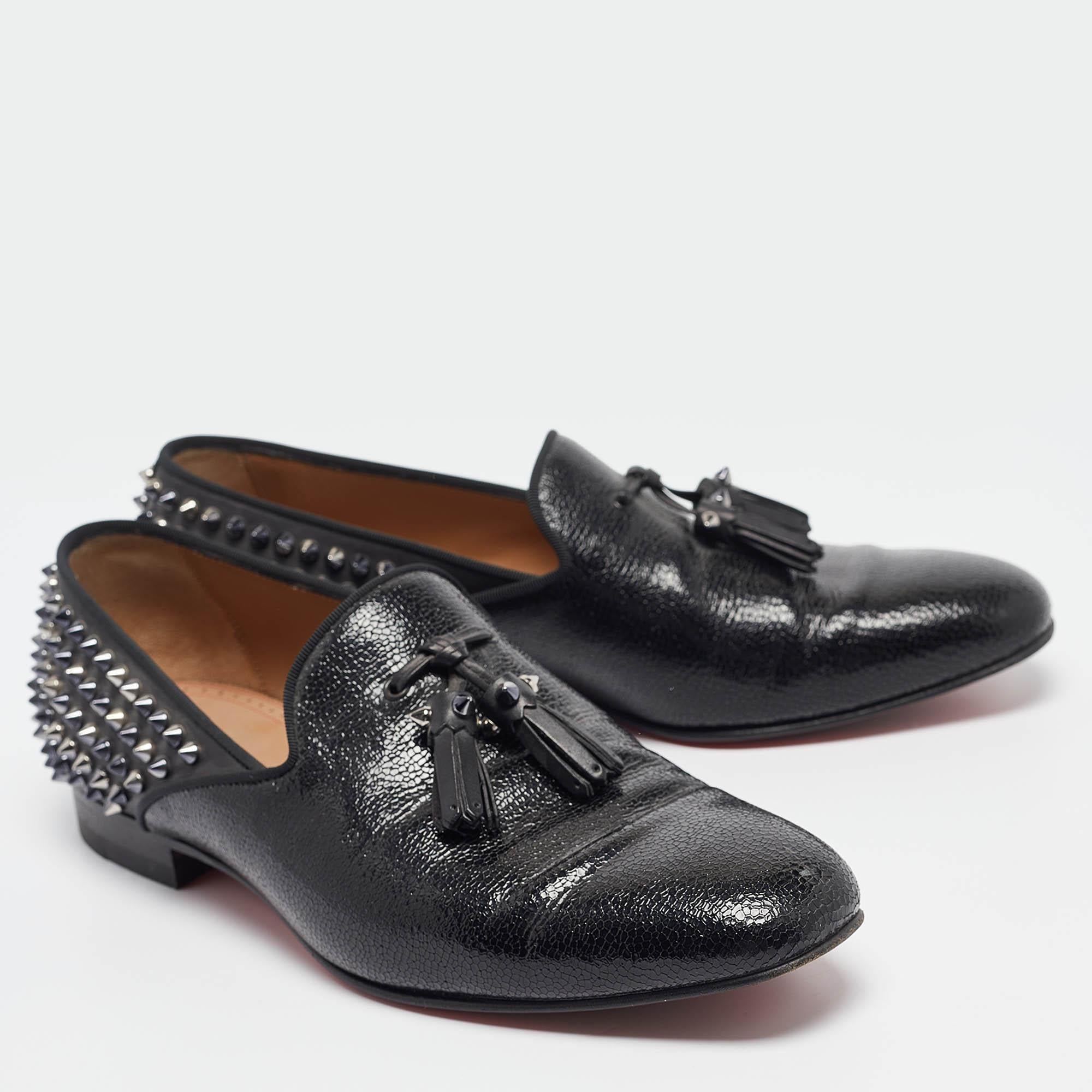 Women's Christian Louboutin Black Leather Tassilo Loafers Size 41.5