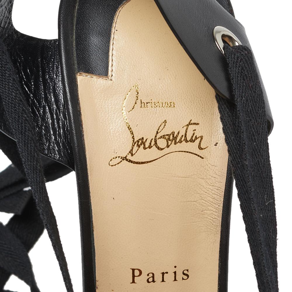 Christian Louboutin Black Leather Tribuli Wedge Sandals Size 40 2