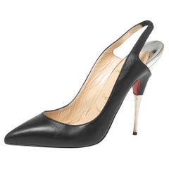 Christian Louboutin Black Leather Twistochat Slingback Pumps Size 39