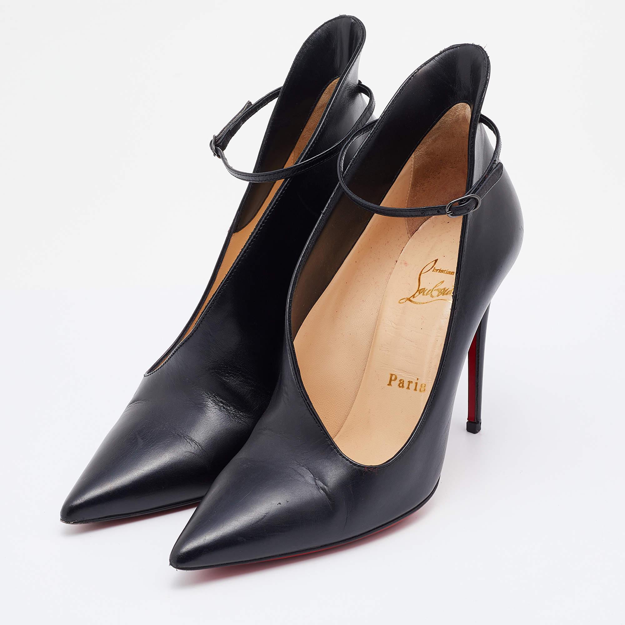 Women's Christian Louboutin Black Leather Vampydoly Pumps Size 36