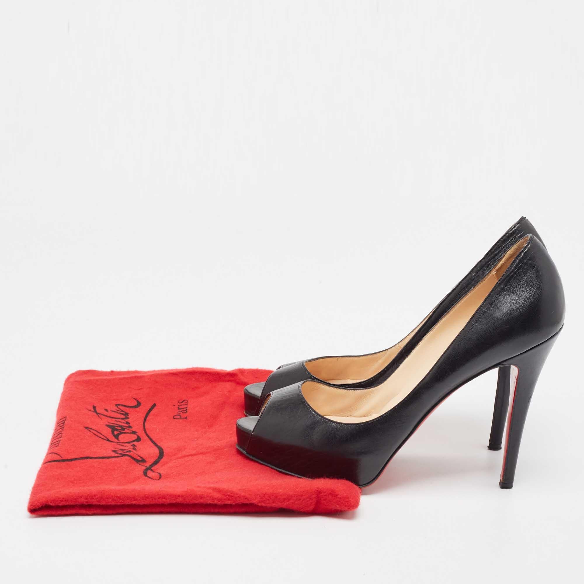 Christian Louboutin Black Leather Very Prive Pumps Size 37.5 For Sale 5