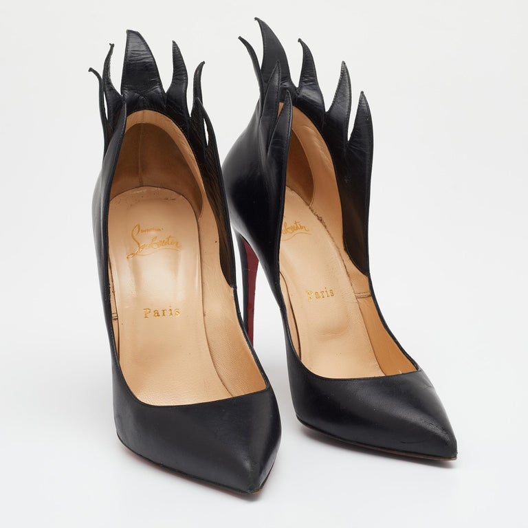 Christian Louboutin Black Leather Victorina Flame Pumps Size 39 For