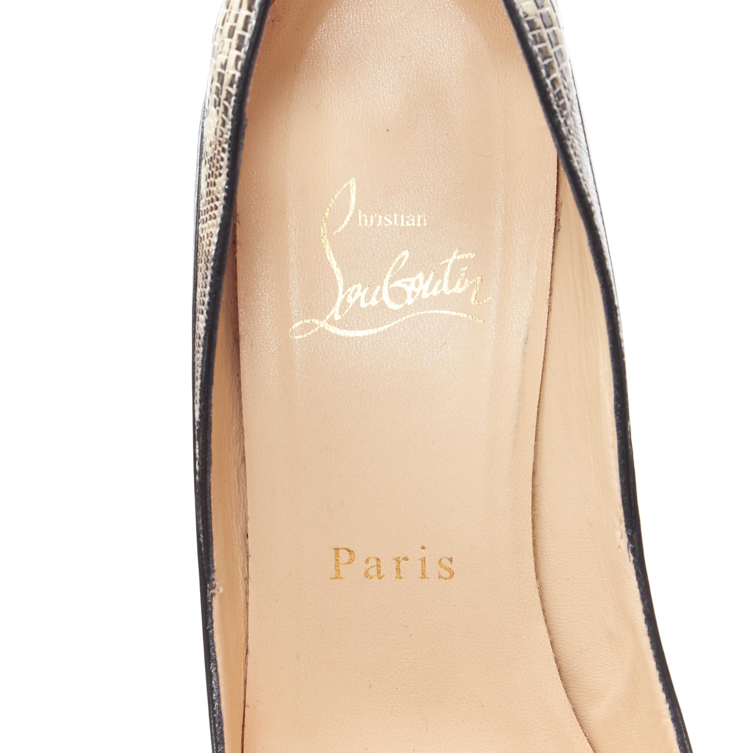 CHRISTIAN LOUBOUTIN zapato de salón Pigalle recortado con puntera de serpiente de cuero negro EU37 5