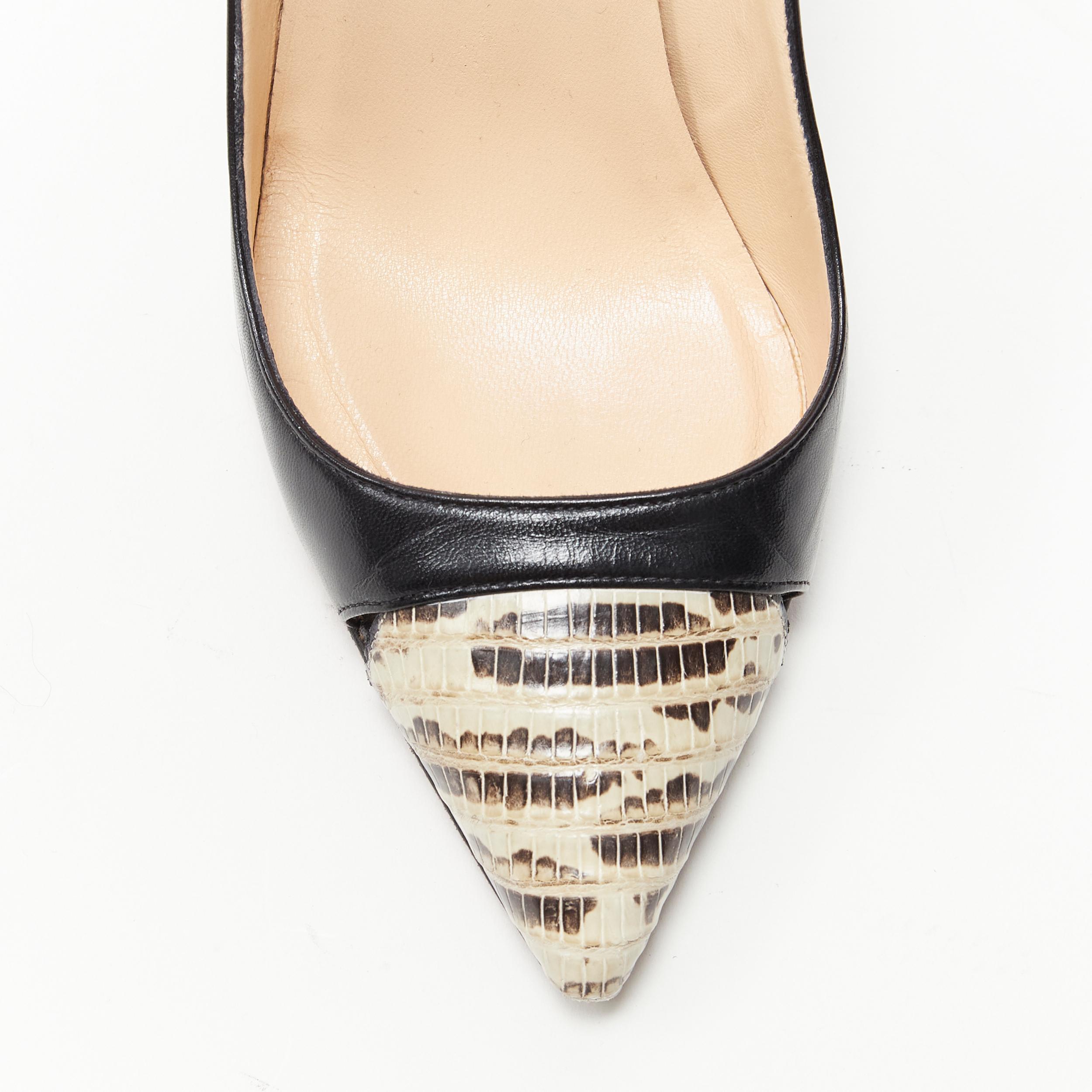 CHRISTIAN LOUBOUTIN zapato de salón Pigalle recortado con puntera de serpiente de cuero negro EU37 2