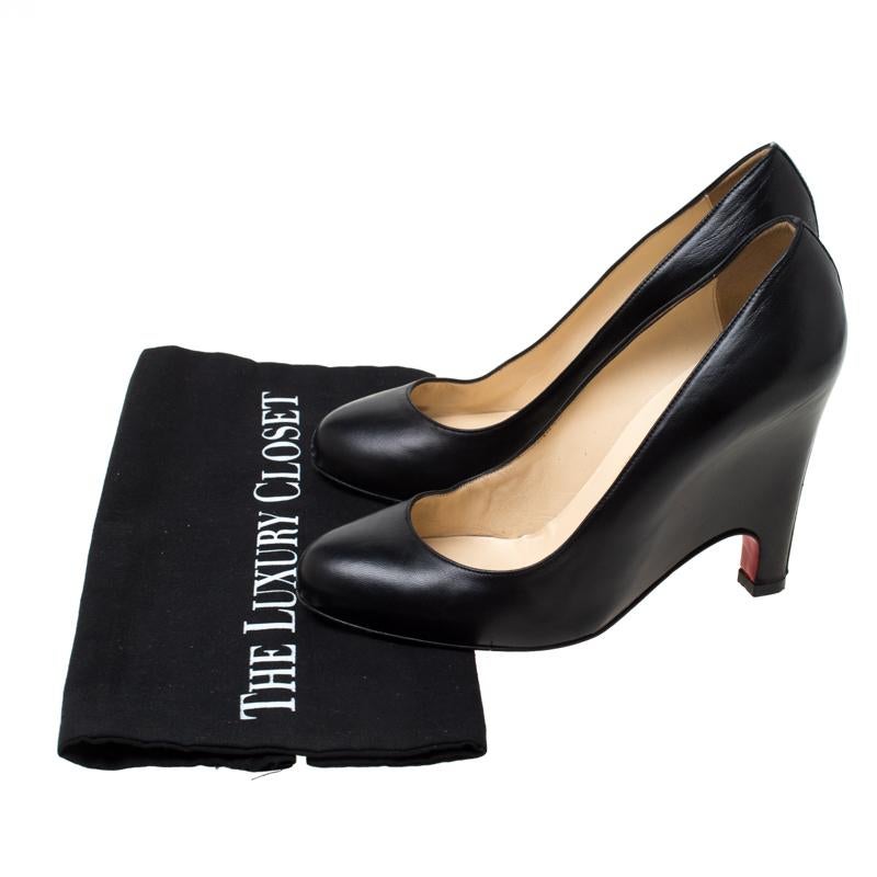 Christian Louboutin Black Leather Wedge Pumps Size 38 4