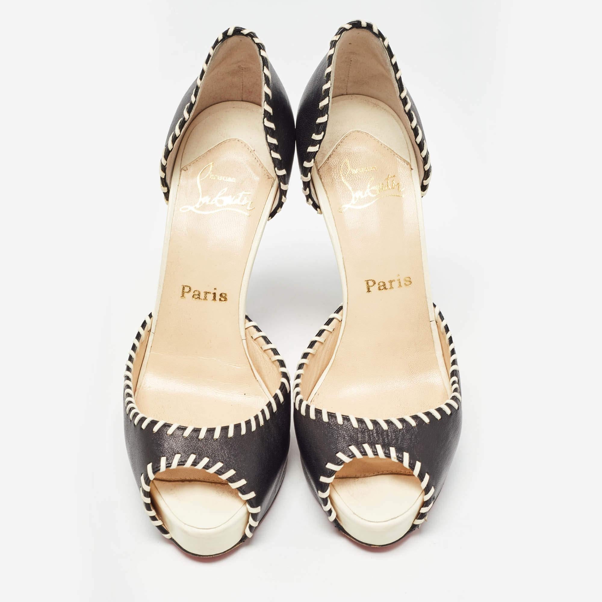 Nero Christian Louboutin Pumps D'Orsay in pelle nera con punto a frusta misura 37,5 in vendita