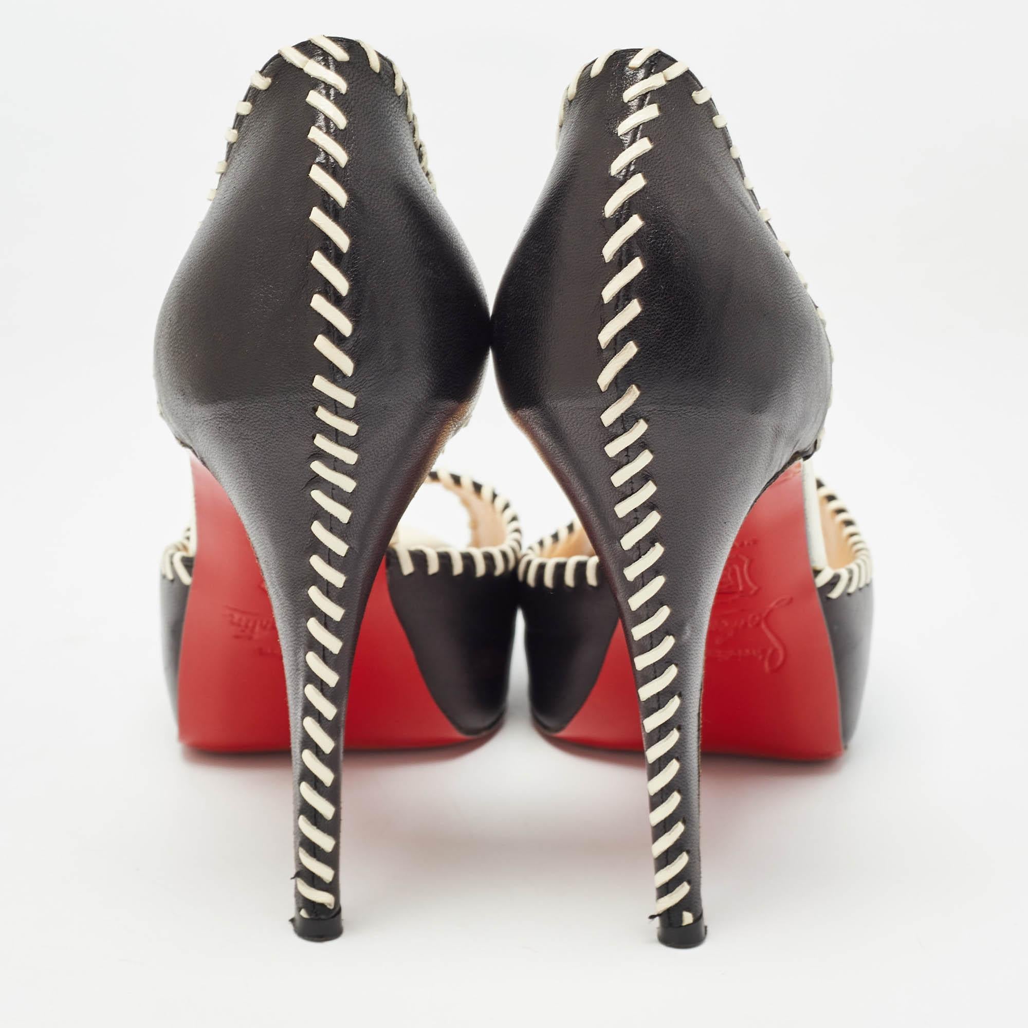 Donna Christian Louboutin Pumps D'Orsay in pelle nera con punto a frusta misura 37,5 in vendita