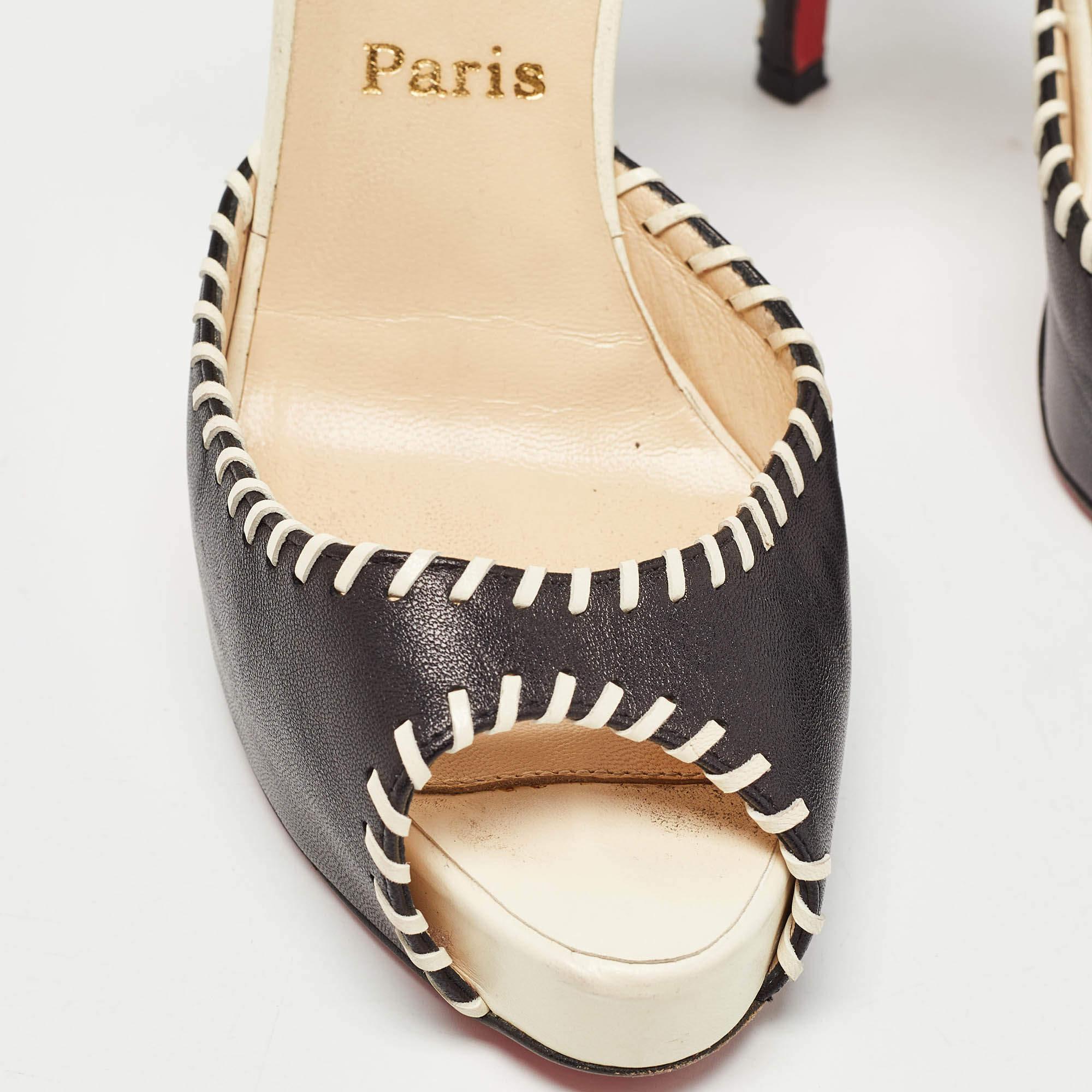 Christian Louboutin Pumps D'Orsay in pelle nera con punto a frusta misura 37,5 in vendita 2