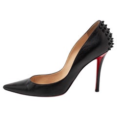 Christian Louboutin Black Leather Zappa Spikes Pumps Size 40