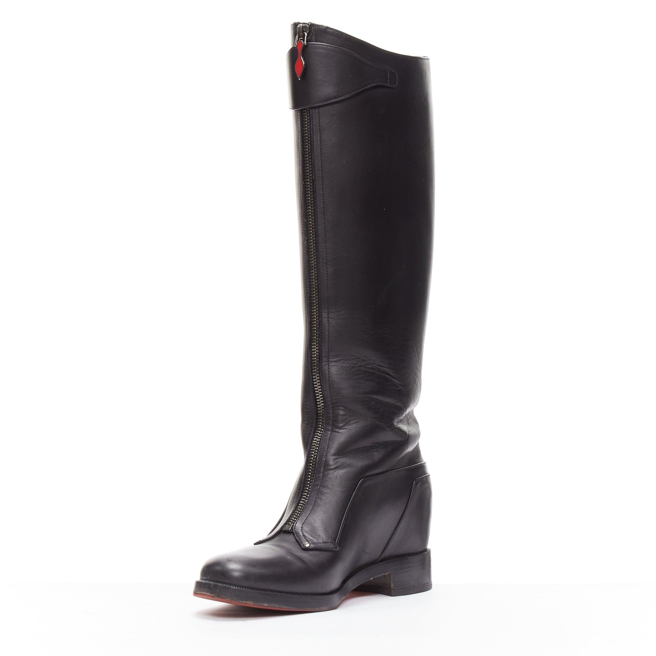 CHRISTIAN LOUBOUTIN Bottes d'équitation à semelle compensée dissimulée avec fermeture éclair sur le devant EU37 Pour femmes en vente