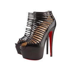 Christian Louboutin Black Leather Zoulou Strappy Platform 9617clt6 Pumps