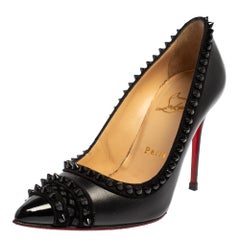 Christian Louboutin Black LeatherTrim Malabar Hill Spiked Pumps Size 36