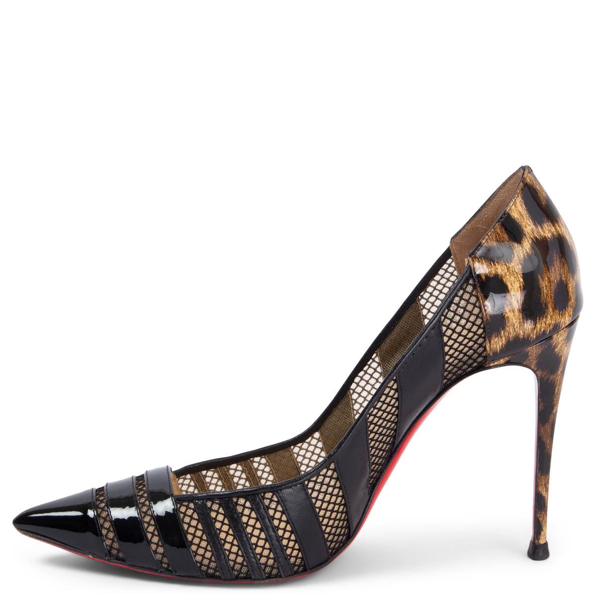 Women's CHRISTIAN LOUBOUTIN black LEOPARD BANDY 100 Pumps Shoes 37 For Sale