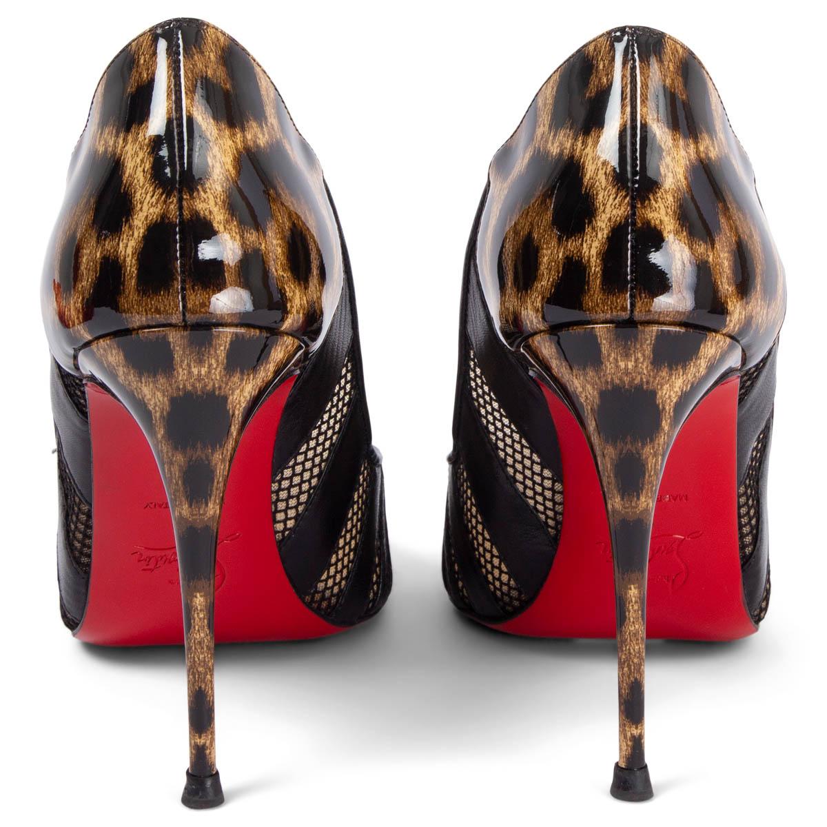 CHRISTIAN LOUBOUTIN black LEOPARD BANDY 100 Pumps Shoes 37 For Sale 1