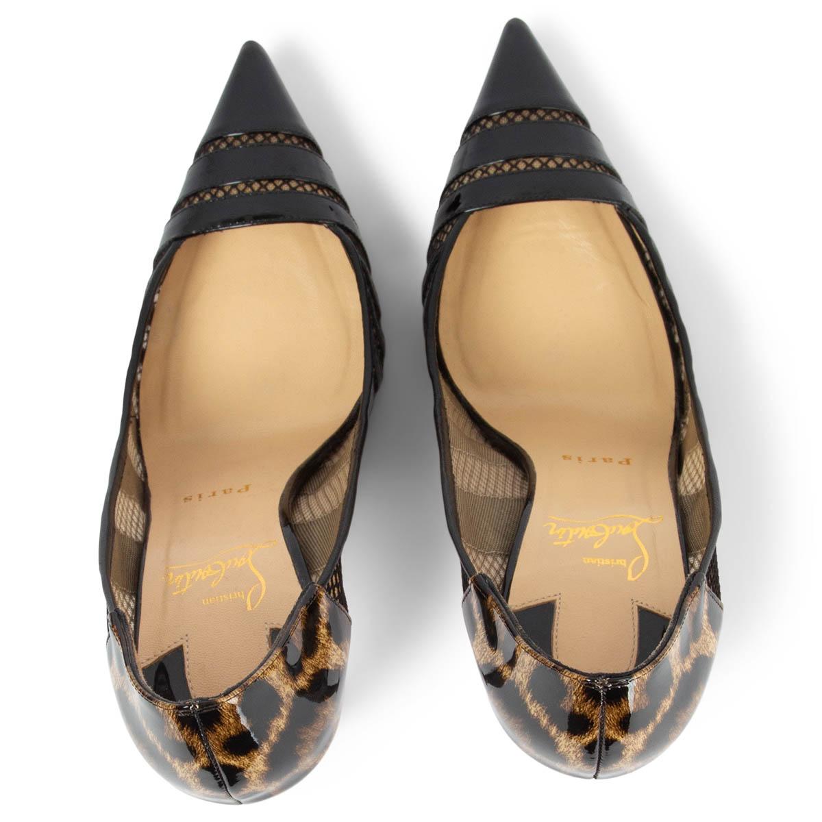 CHRISTIAN LOUBOUTIN black LEOPARD BANDY 100 Pumps Shoes 37 1