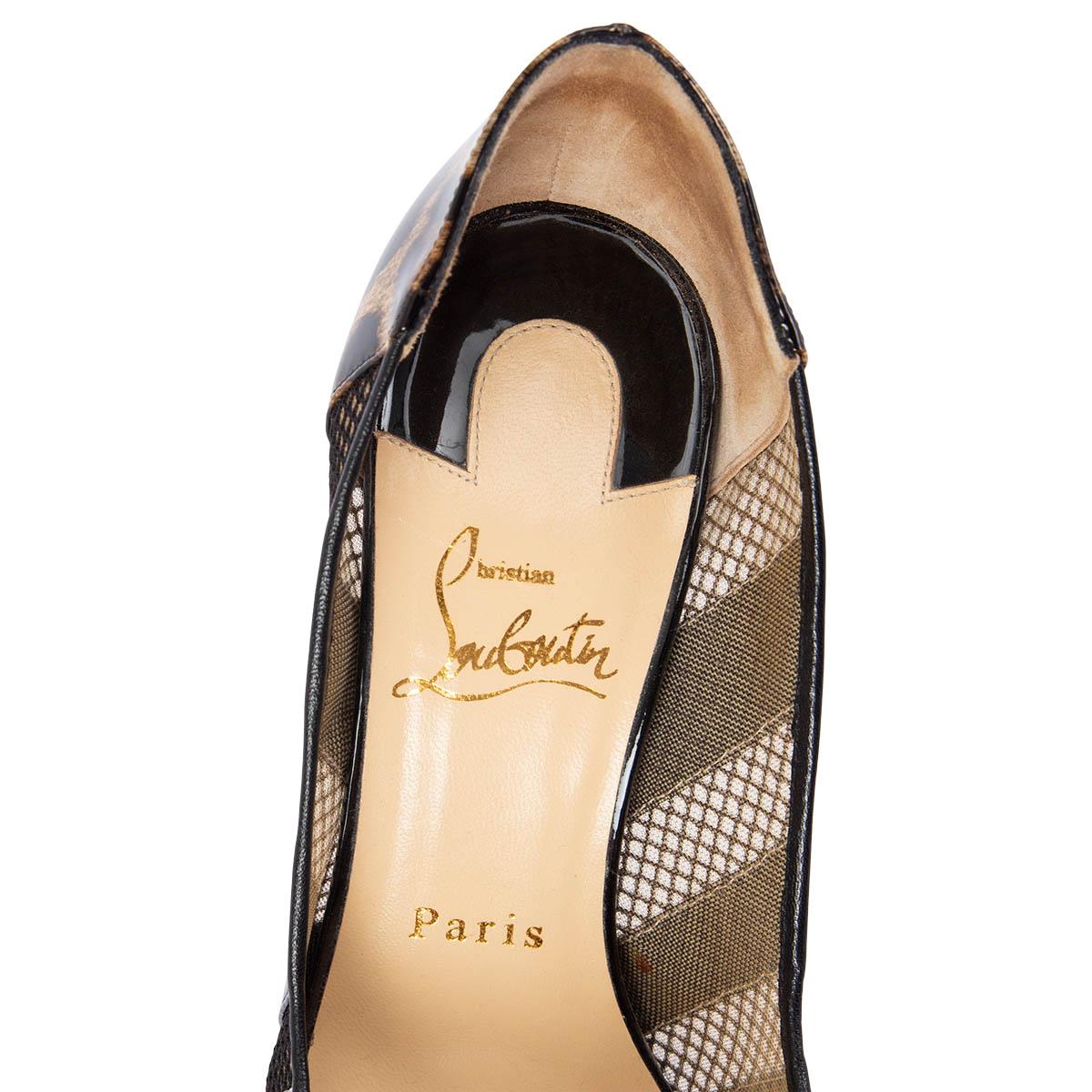 CHRISTIAN LOUBOUTIN black LEOPARD BANDY 100 Pumps Shoes 37 2