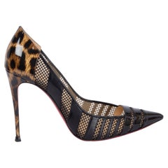 CHRISTIAN LOUBOUTIN nero LEOPARD BANDY 100 Pumps Scarpe 37