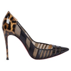 CHRISTIAN LOUBOUTIN black LEOPARD BANDY 100 Pumps Shoes 37