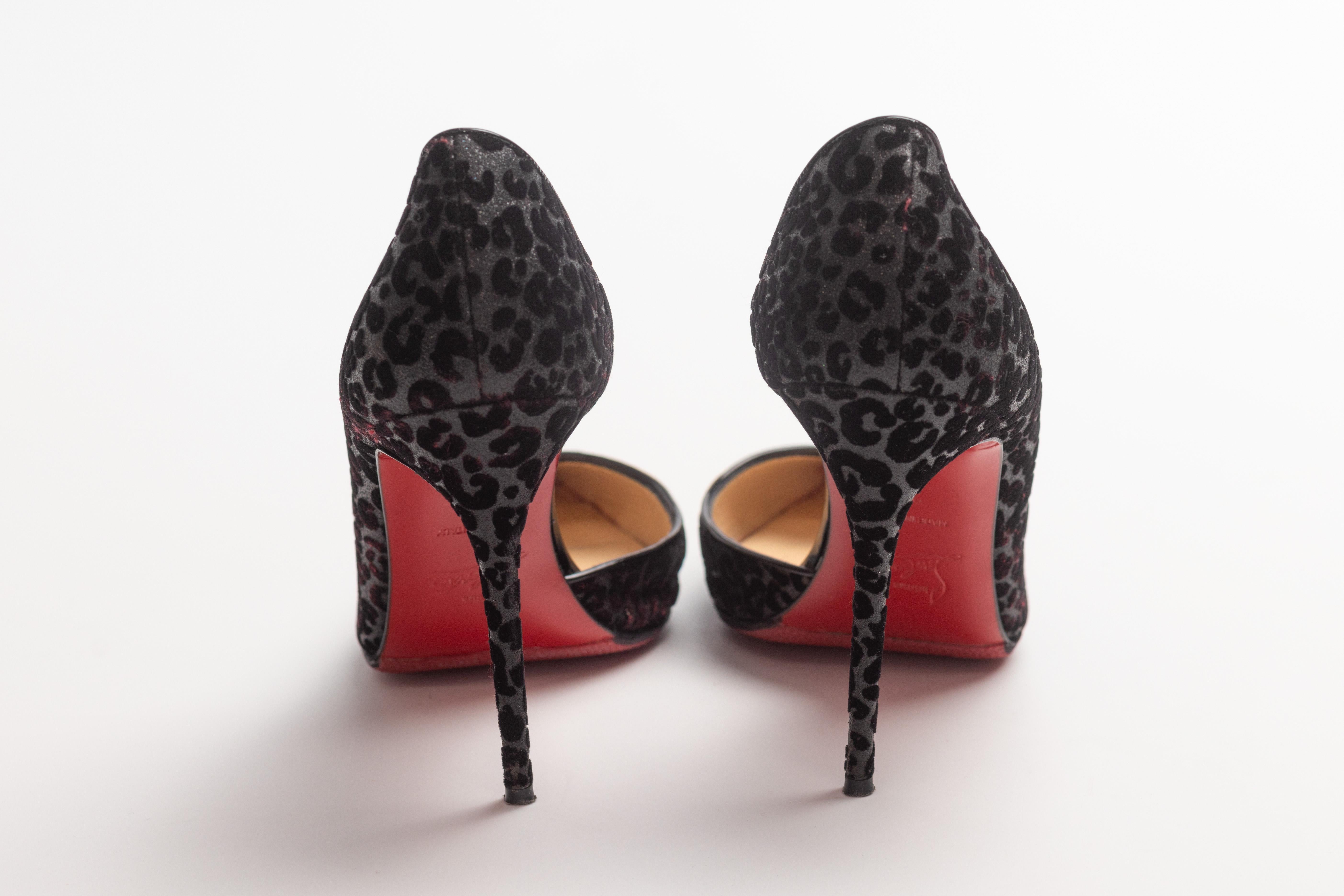 Women's Christian Louboutin Black Leopard Iriza Heels (EU 39) For Sale