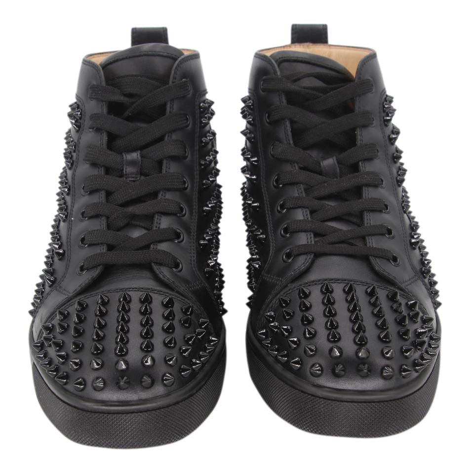 Christian Louboutin Men's Louis Flat Patent Carr Spikes High Top Sneaker  42.5