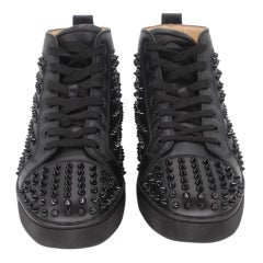 Christian Louboutin Black Louis Flat Spiked High (10) Sneakers CL-S0917P-0187