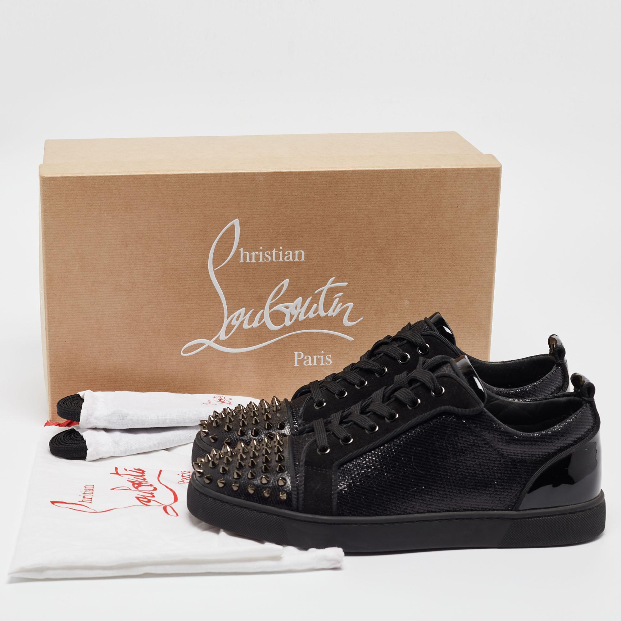 Christian Louboutin Black Lurex Louis Junior Spikes Orlato Sneakers Size 42 6