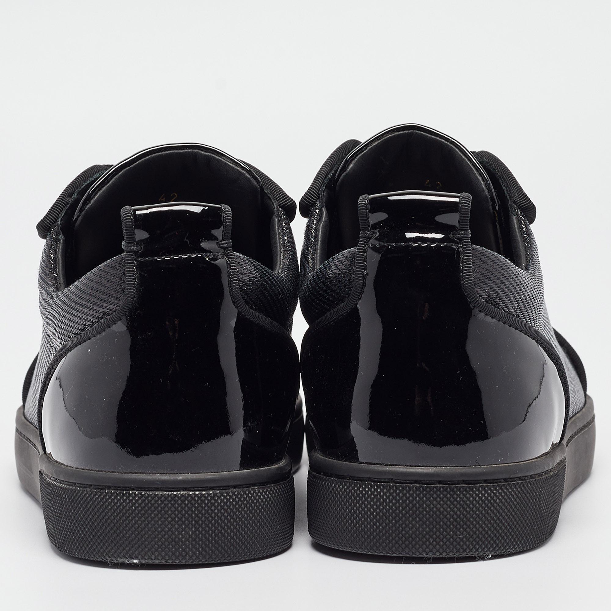 Christian Louboutin Black Lurex Louis Junior Spikes Orlato Sneakers Size 42 1