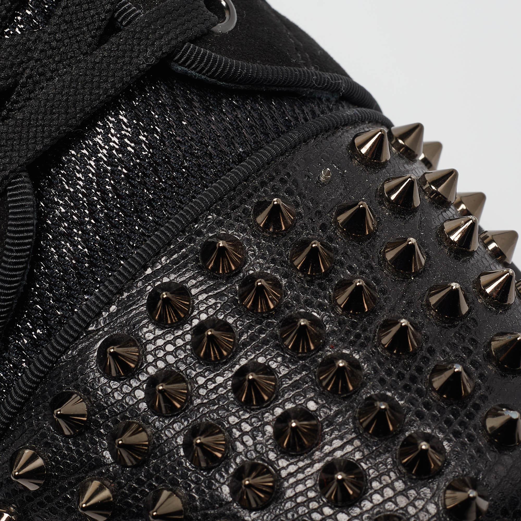 Christian Louboutin Black Lurex Louis Junior Spikes Orlato Sneakers Size 42 2