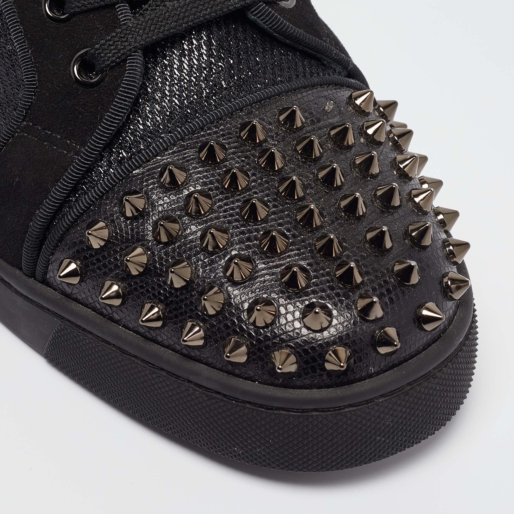 Christian Louboutin Black Lurex Louis Junior Spikes Orlato Sneakers Size 42 4