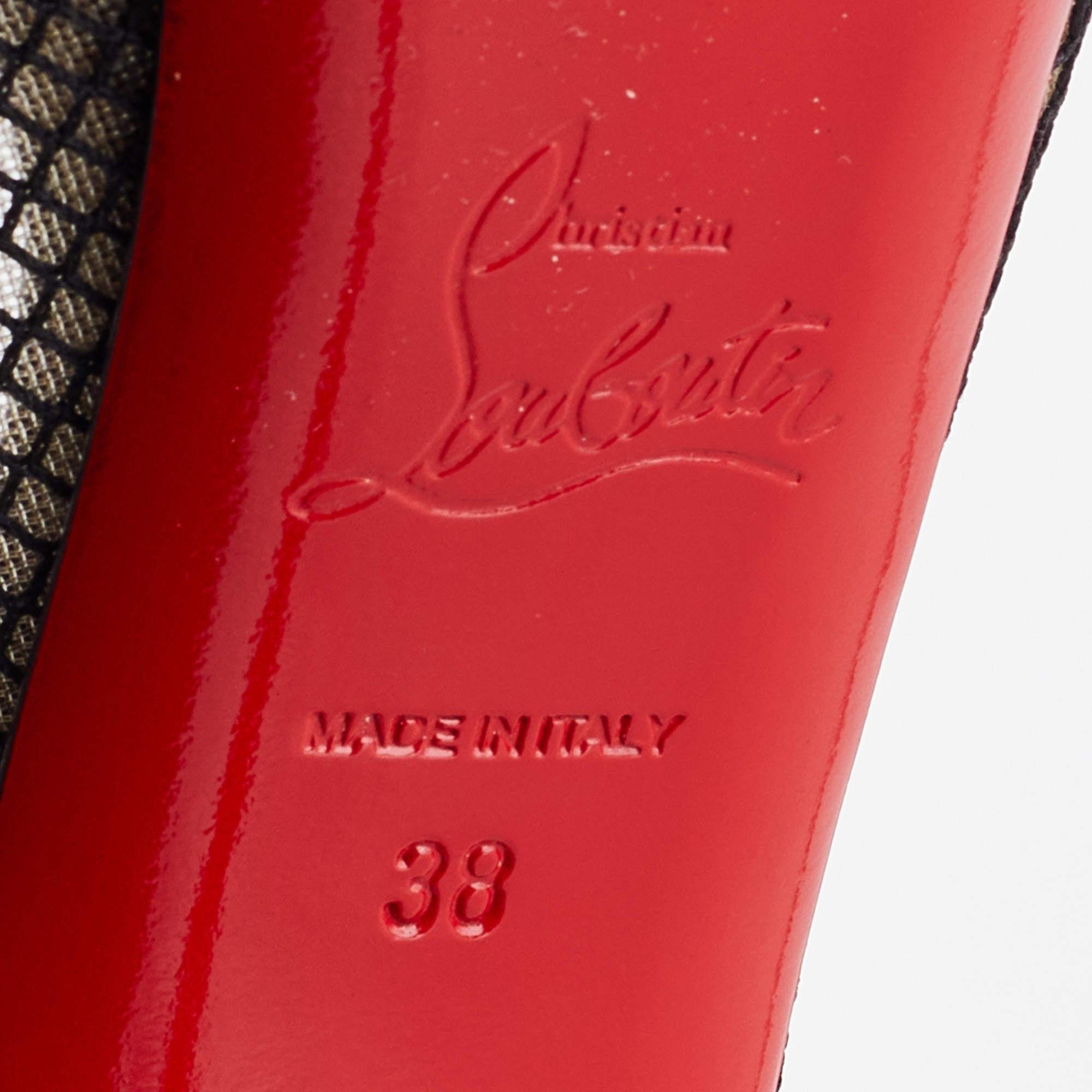 Christian Louboutin Black Mesh and Leather Fetilo Platform Pumps Size 38 For Sale 3