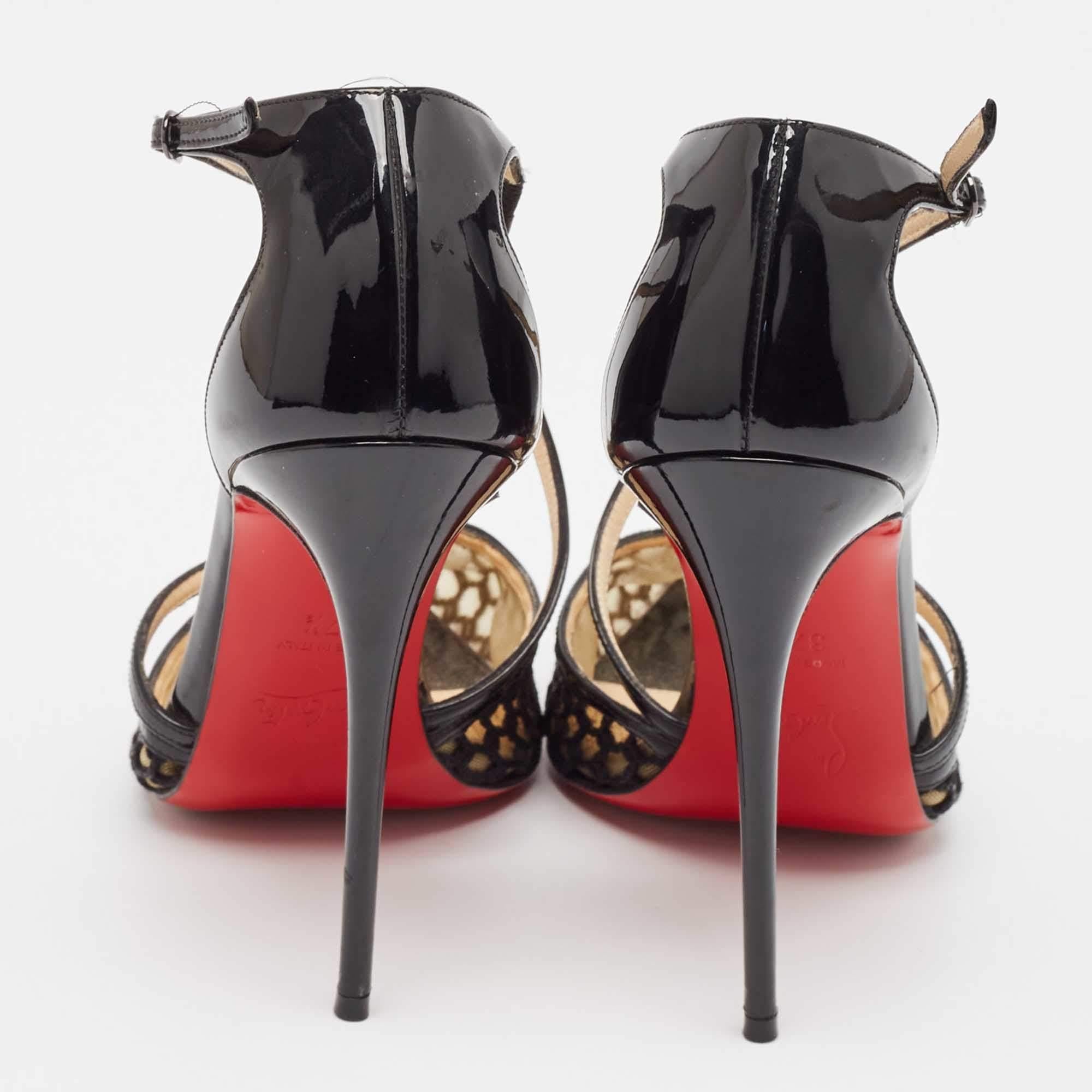 Christian Louboutin Black Mesh and Patent Blake 120 Pumps Size 37.5 1