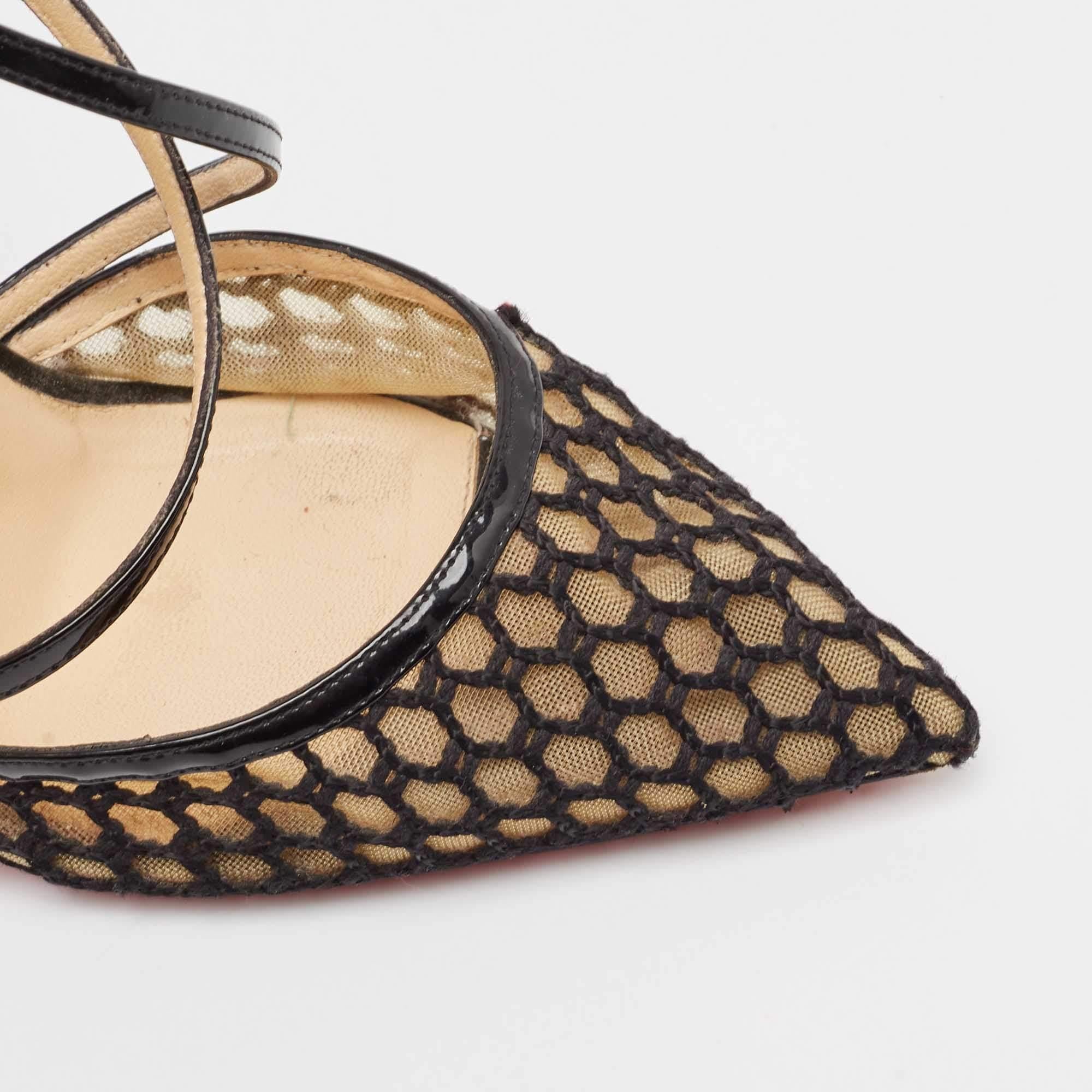 Christian Louboutin Black Mesh and Patent Blake 120 Pumps Size 37.5 4