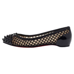 Christian Louboutin Black Mesh and Patent Cord Mix Ballet Flats Size 37.5